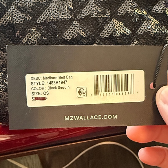 MZ Wallace Black Sequin Madison Crossbody Belt  Bag - Picture 2 of 4